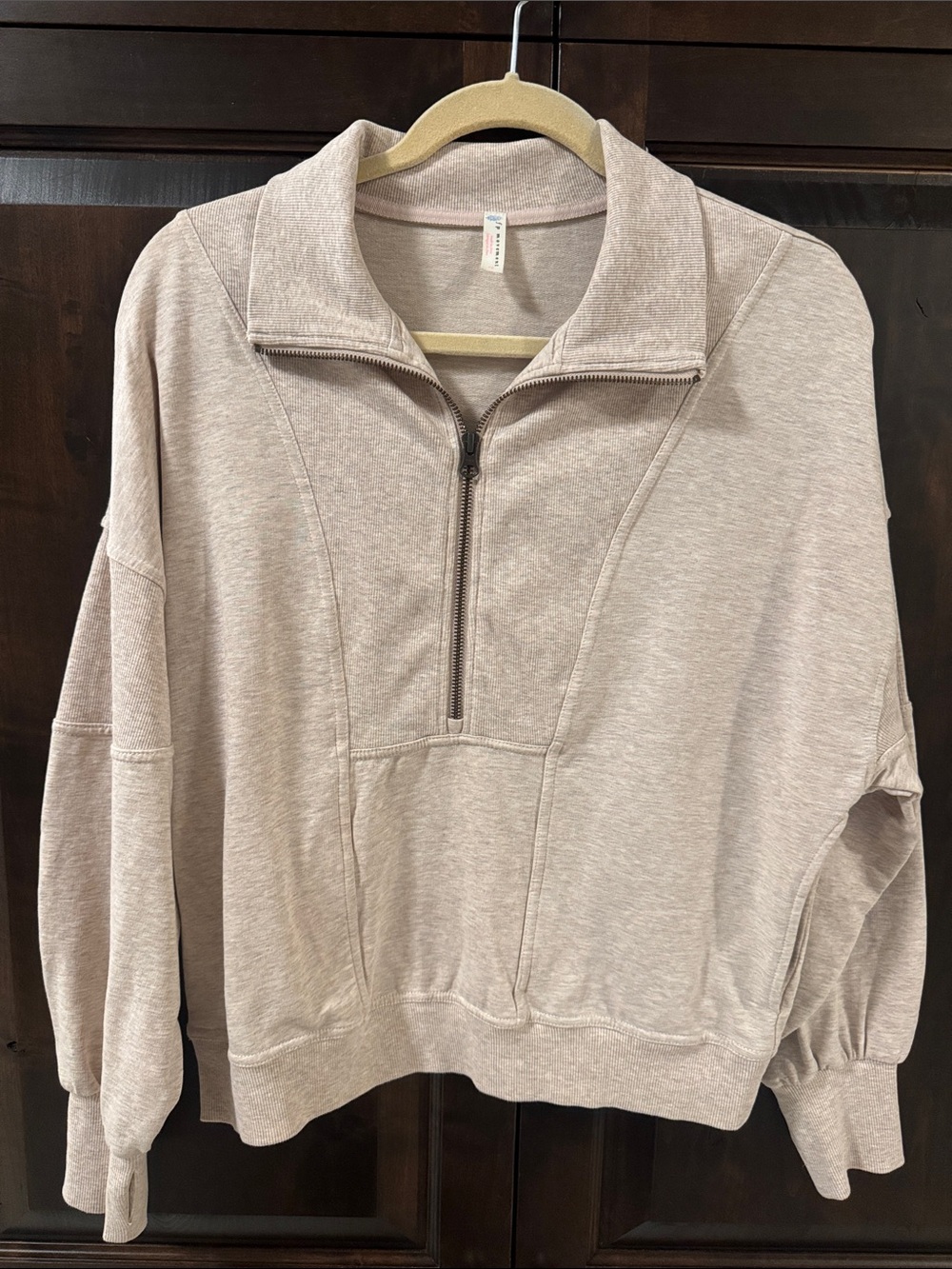 Free people movement Half-Zip Pullover Sweatshirt - heathered oatmeal size small